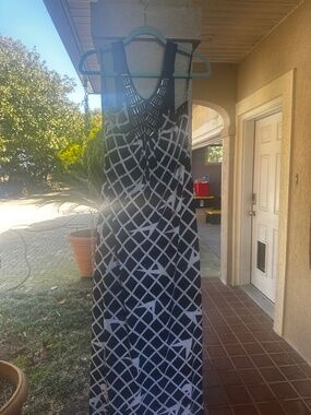 Black White Geometric Print Maxi Dress Cutout Neckline Tie Halter